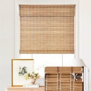 New Cordless Bamboo Roman Shades, Light Filtering Window Treatment, 32”X72"